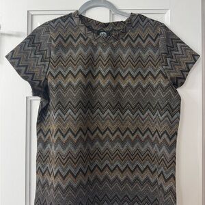 Bobeau Multicolor Chevron Knit Top